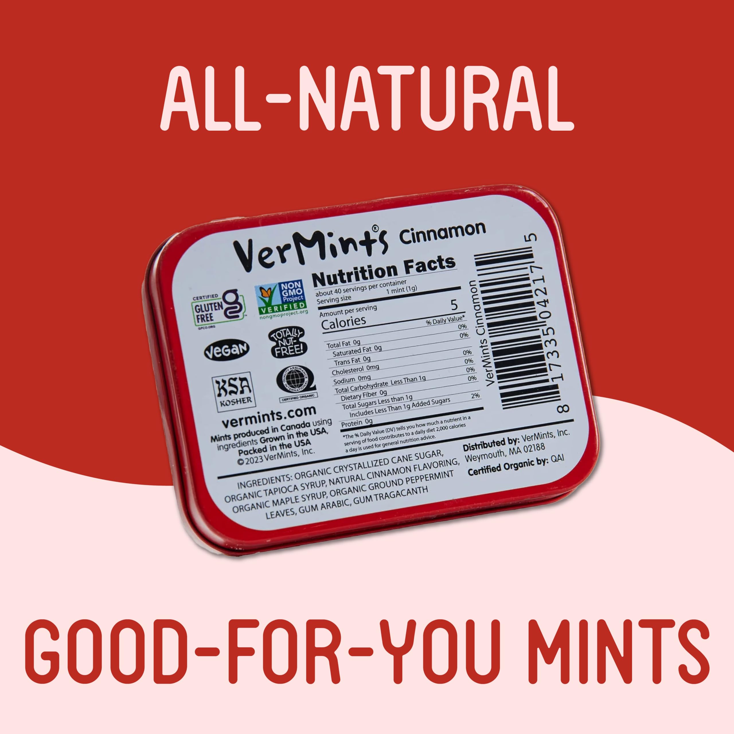 Amazon.com : VerMints Organic Breath Mints, Cinnamon, 1.41oz Tins